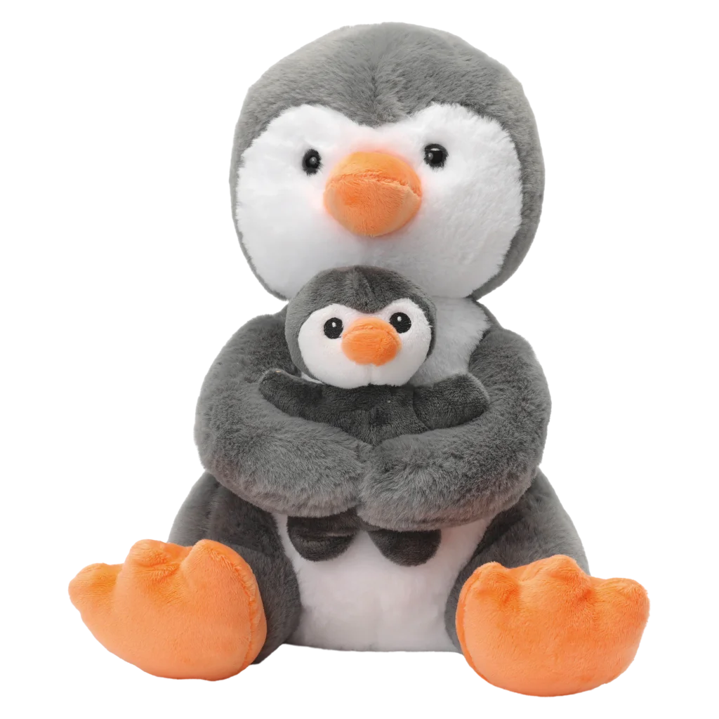 Plüschtier Pinguin Mutter &amp; Kind, 27 cm (Grau/Weiß/Orange)