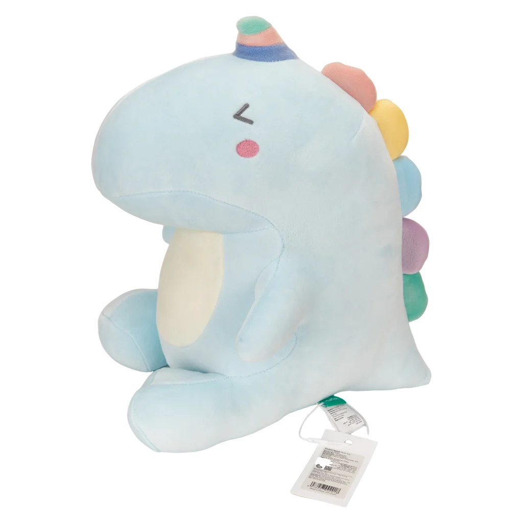 Plüschtier Einhorn-Dinosaurier mit Regenbogen-Design (Blau/Pastell)