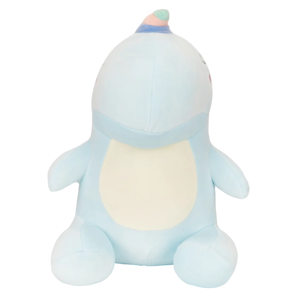 Plüschtier Einhorn-Dinosaurier mit Regenbogen-Design (Blau/Pastell)