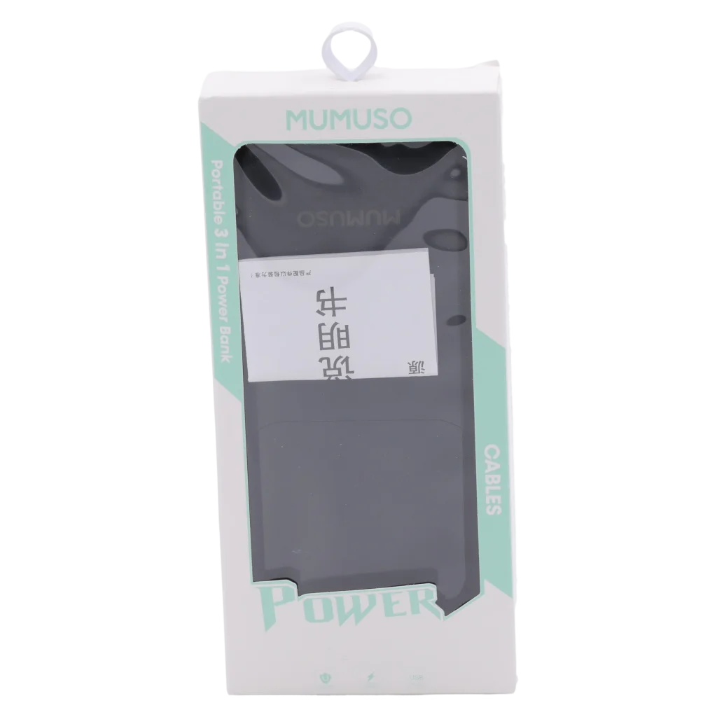 Portable Powerbank mit integrierten Kabeln, 10.000 mAh (Schwarz)