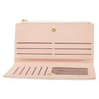 Langes Portemonnaie aus Kunstleder mit Rhombus-Design (Beige)