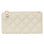 Langes Portemonnaie aus Kunstleder mit Rhombus-Design (Beige)