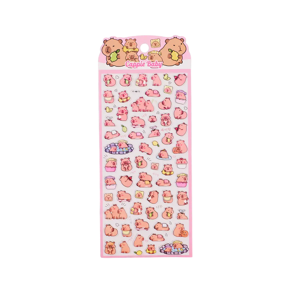 Puffy Sticker mit Capybara-Design, 14 g (Mehrfarbig)