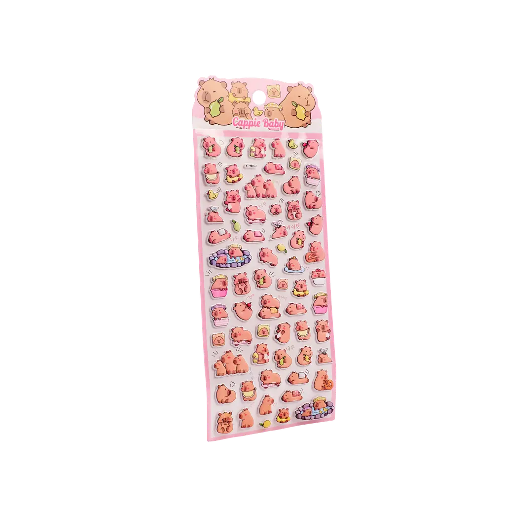 Puffy Sticker mit Capybara-Design, 14 g (Mehrfarbig)