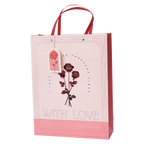 Rechteckige Geschenktragetasche mit Rosendesign (Rosa)