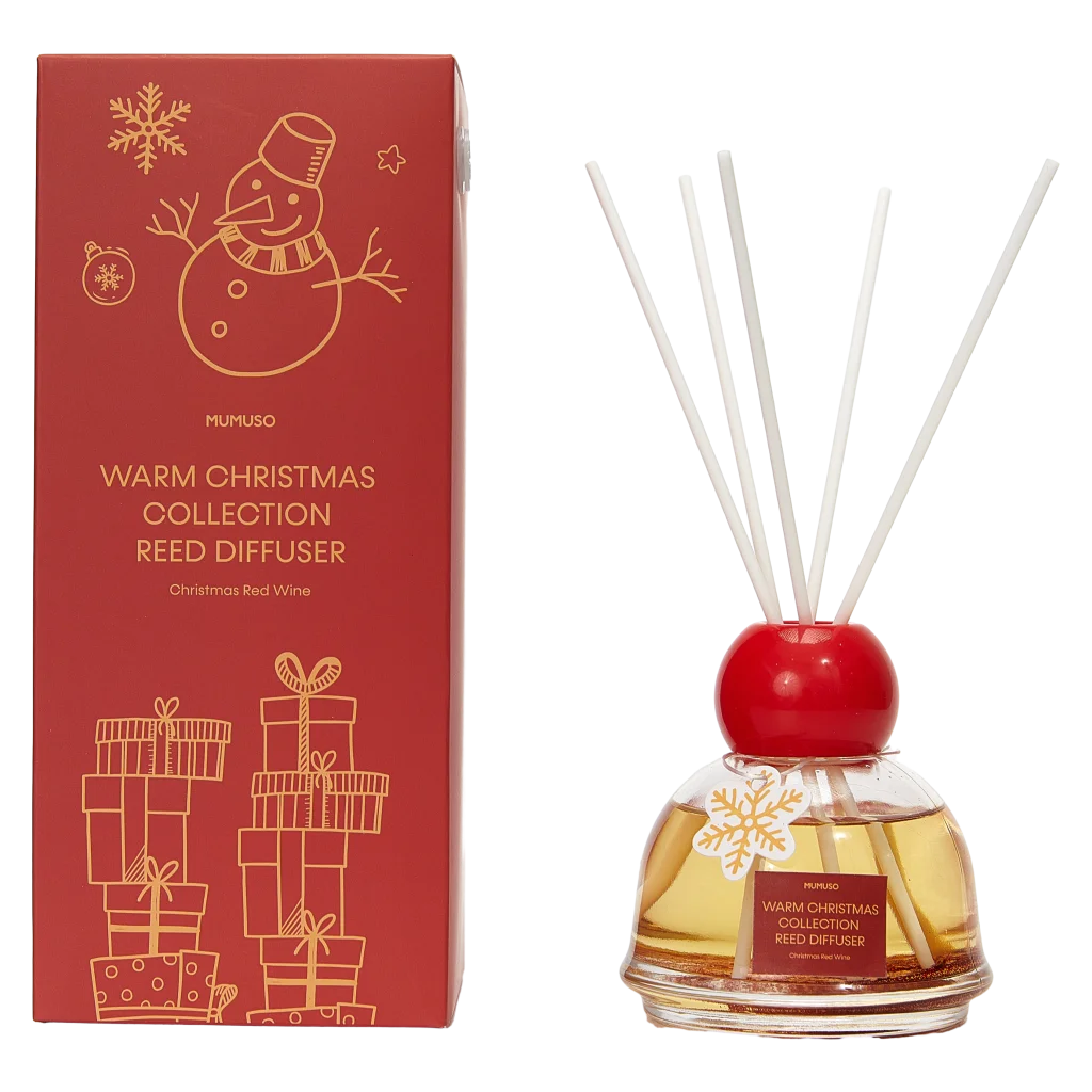 Reed Diffuser Warm Christmas Kollektion, 120 ml (Rot) mit Rotwein-Design