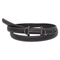Schmaler Ledergürtel für Damen mit Metallschließe (Schwarz)