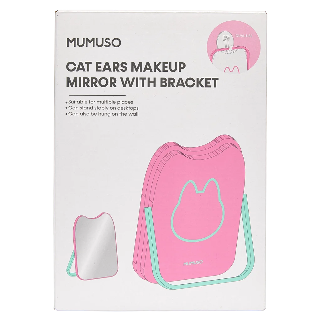Schminkspiegel mit Katzenohren-Design aus ABS/Glas (Pink)