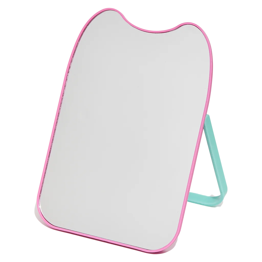 Schminkspiegel mit Katzenohren-Design aus ABS/Glas (Pink)