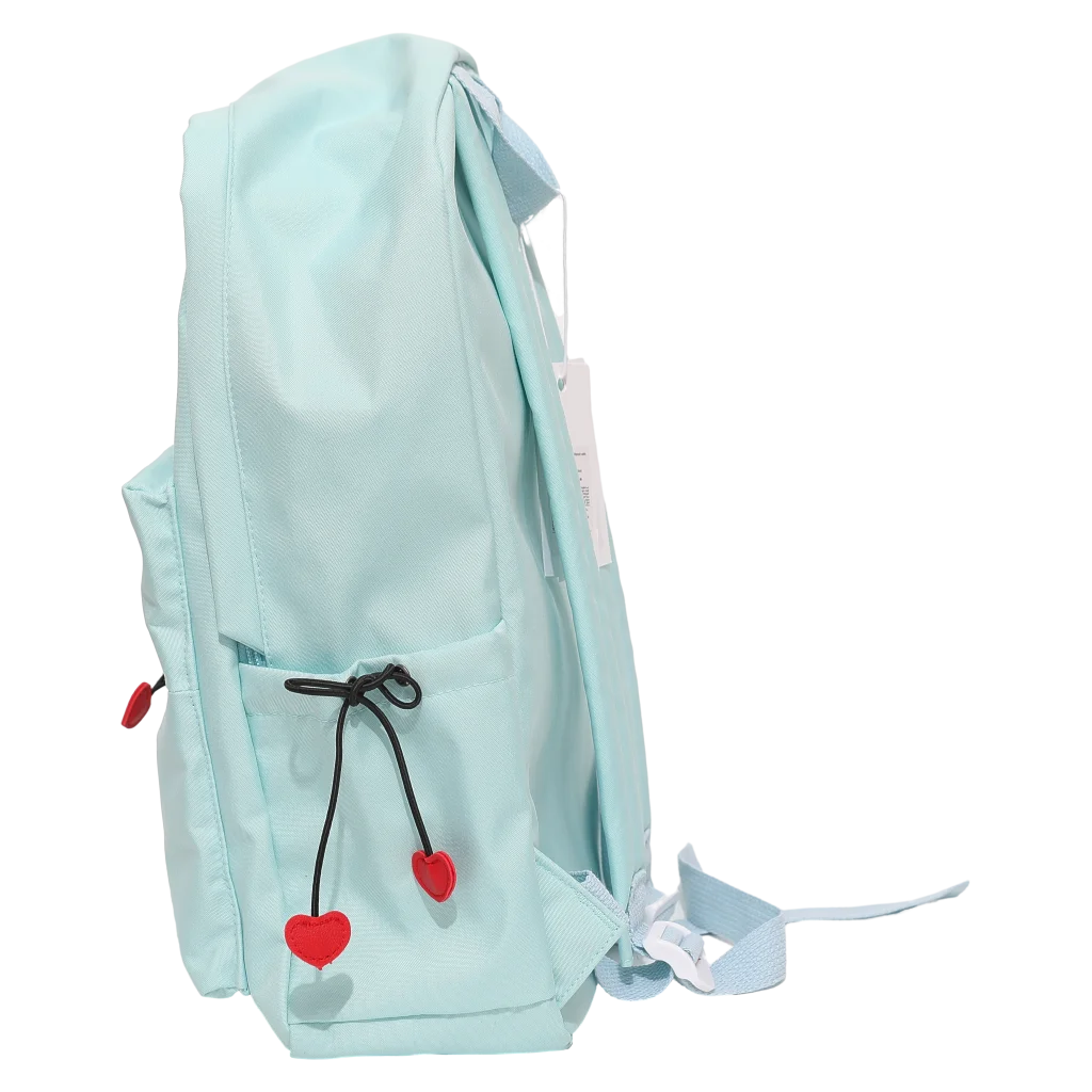 Schulrucksack aus Nylonstoff mit Herz-Design (Blau)