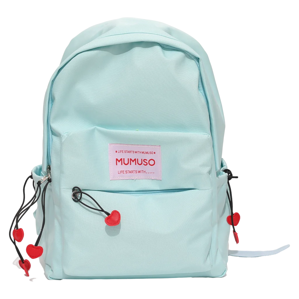 Schulrucksack aus Nylonstoff mit Herz-Design (Blau)