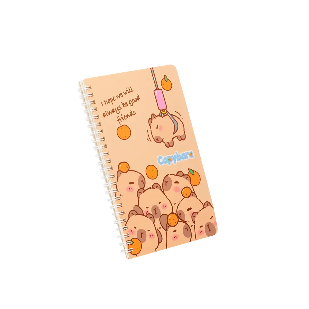 Spiral-Notizbuch A5 mit Capybara-Design, 145 × 210 mm (Beige)