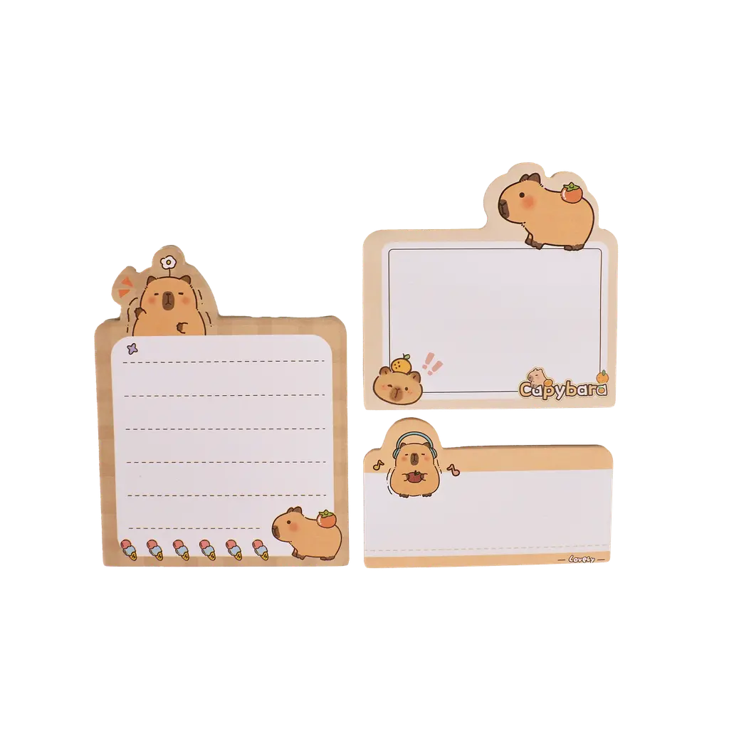Sticky Notes mit Capybara-Design, verschiedene Größen (Mehrfarbig)