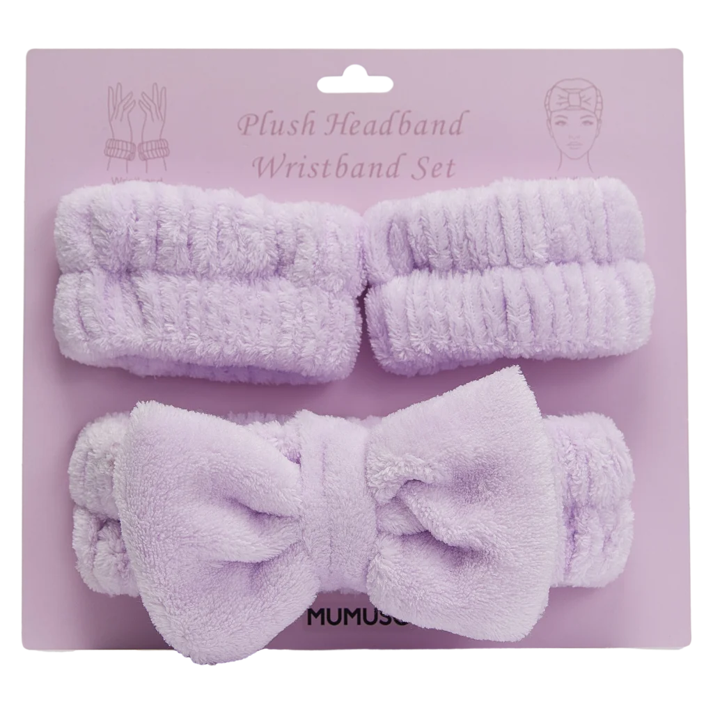 Stirnband und Armband Set aus Polyester für Gesichtspflege (Lila)