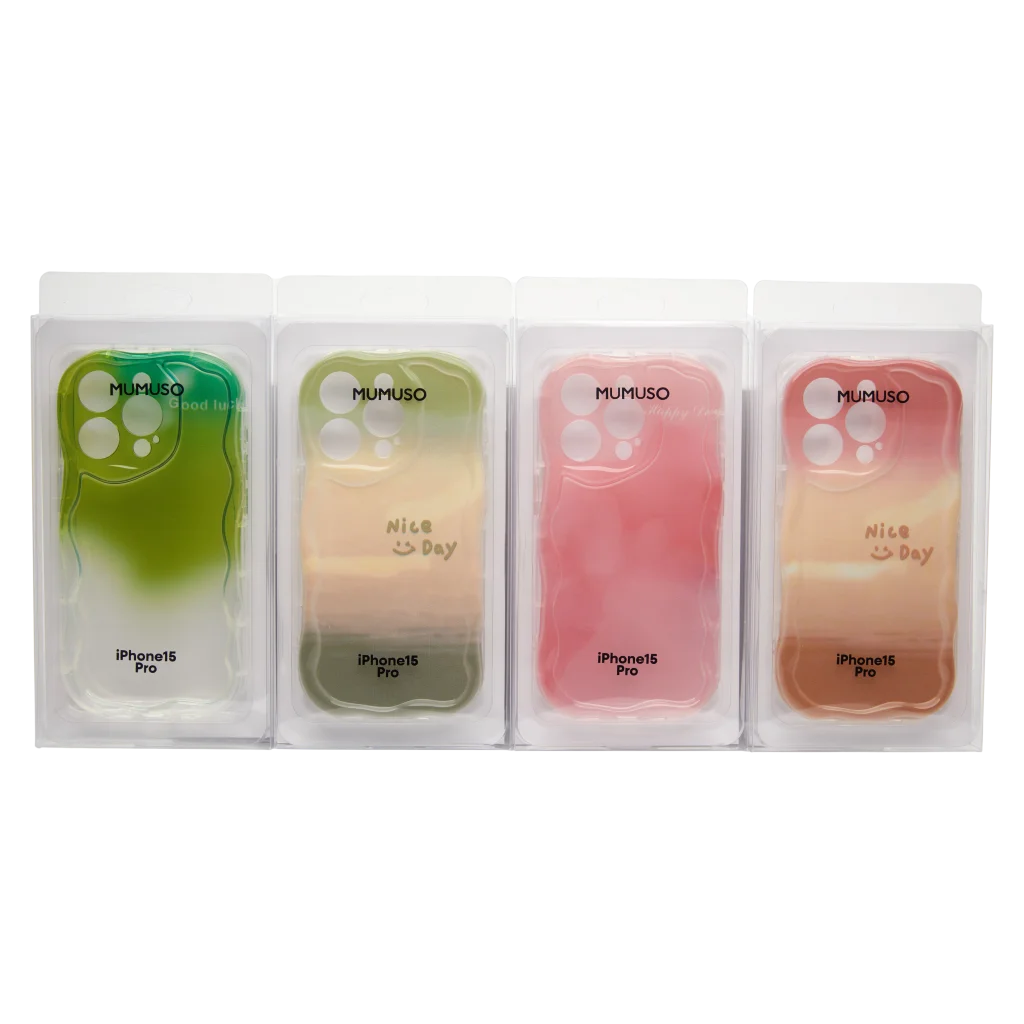 TPU-Handyhülle mit Wellenkanten und Farbverlauf für iPhone 15 Pro (Grün/Grün-Beige/Rosa/Rosa-Beige)