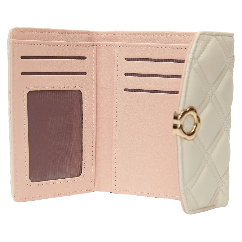 Tri-Fold Geldbörse mit Stepp-Design, kompaktes Format (Beige)