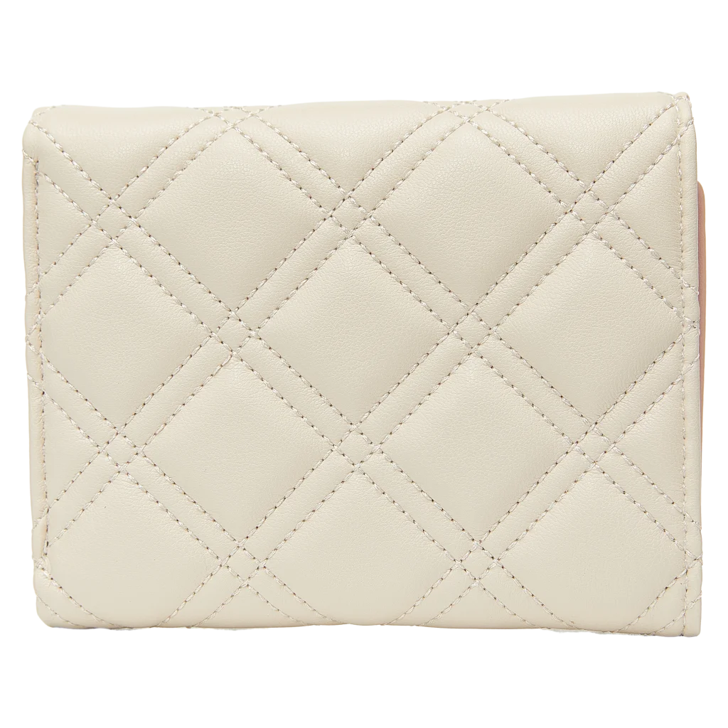 Tri-Fold Geldbörse mit Stepp-Design, kompaktes Format (Beige)