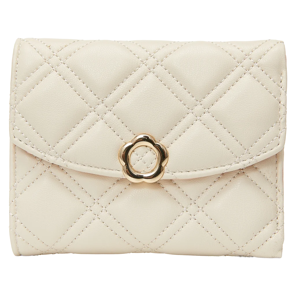 Tri-Fold Geldbörse mit Stepp-Design, kompaktes Format (Beige)