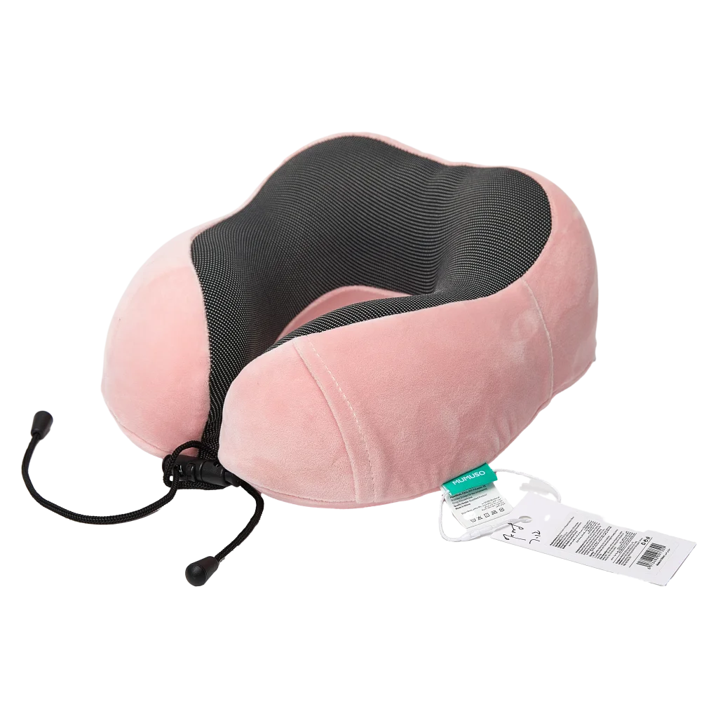 U-förmiges Memory Foam Nackenkissen, ergonomisch (Rosa/Schwarz)