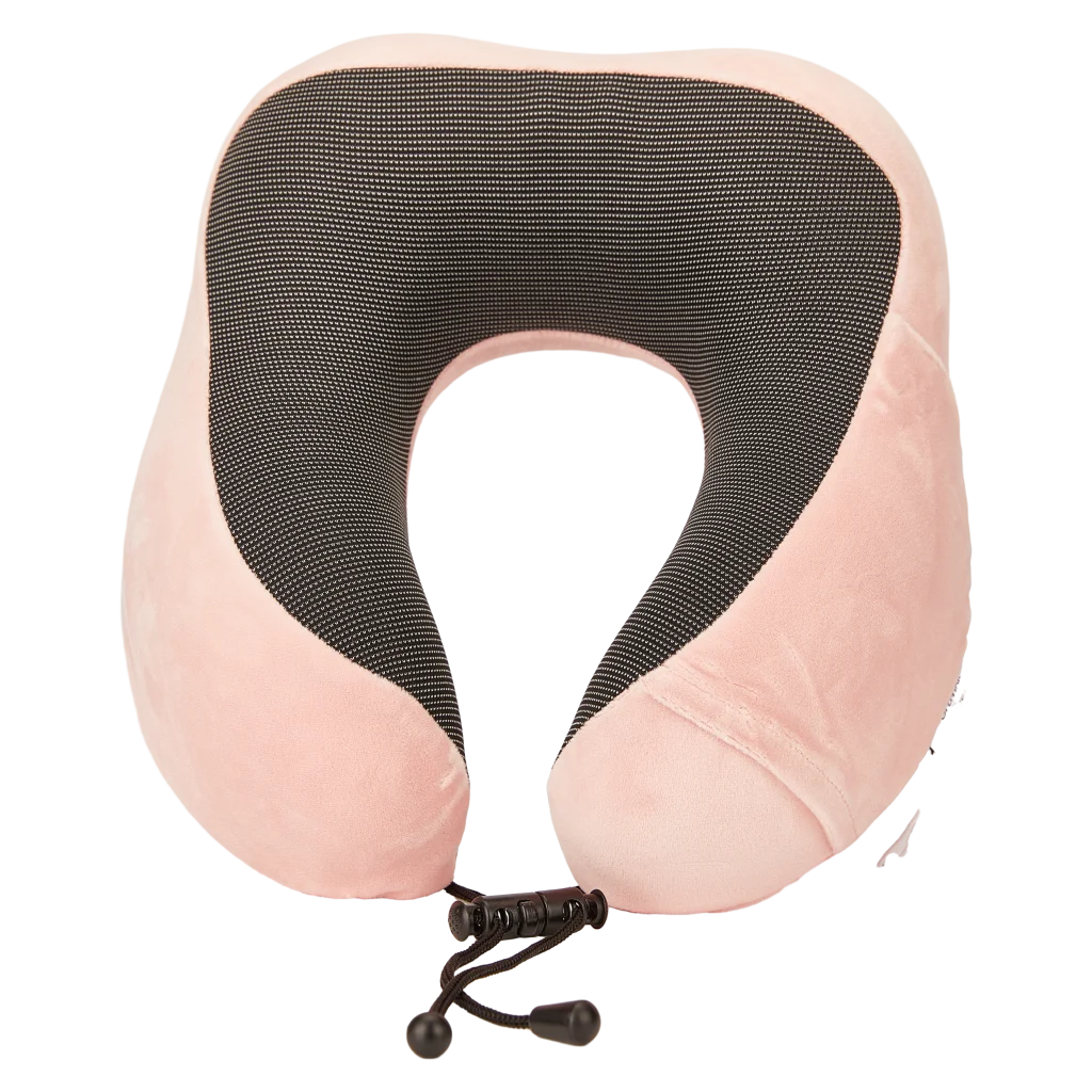 U-förmiges Memory Foam Nackenkissen, ergonomisch (Rosa/Schwarz)