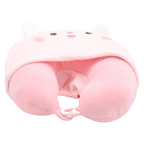 U-förmiges Nackenkissen mit Kapuze, Tier-Design (Rosa)