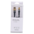 USB-C-Kabel aus TPE mit transparenter Hülle, 1 m (Schwarz)