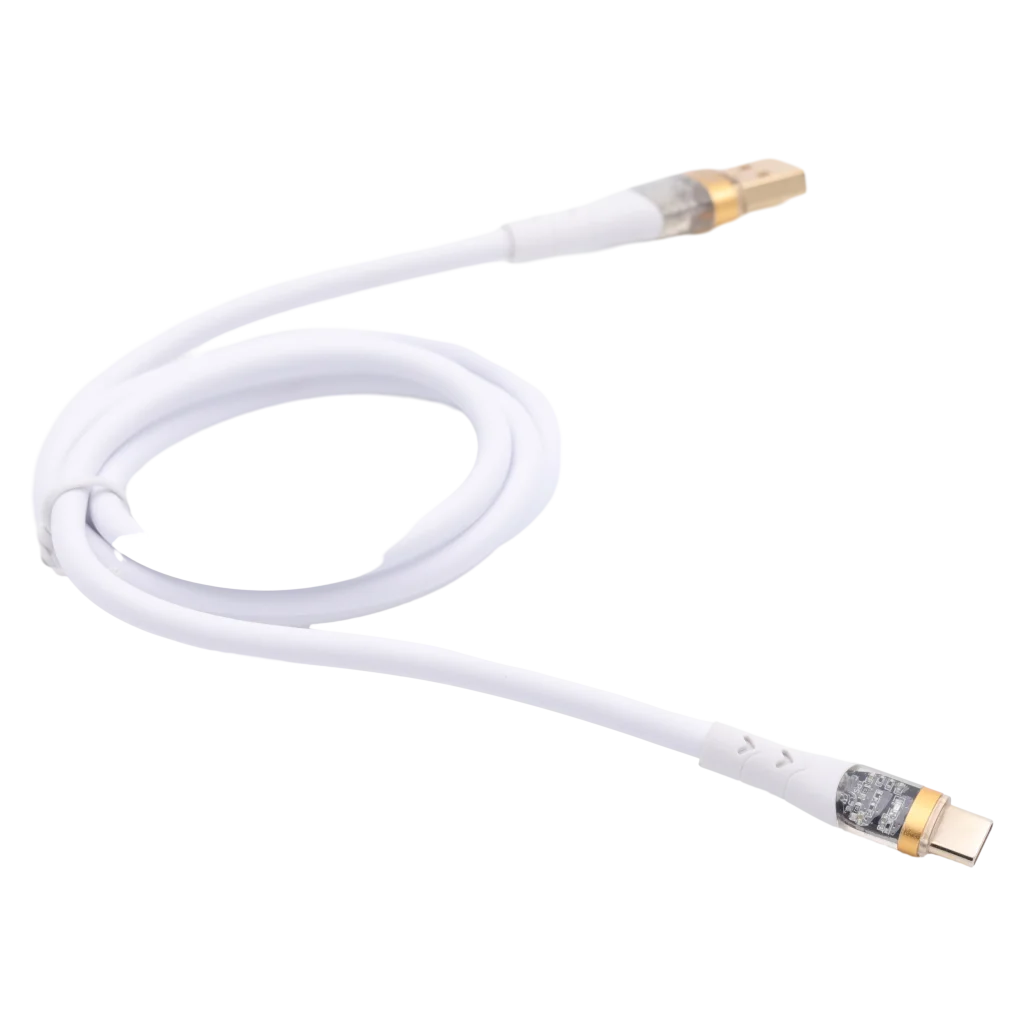 USB-C Kabel TPE mit transparentem Steckergehäuse, 1 m (Weiß)