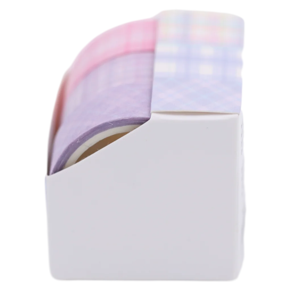 3er-Set Washi Tape mit Karo-Design, 15 mm × 3 m (Rosa/Lila/Flieder)