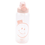 Wasserflasche aus Kunststoff mit Smiley-Design, 1,2 l (Rosa)