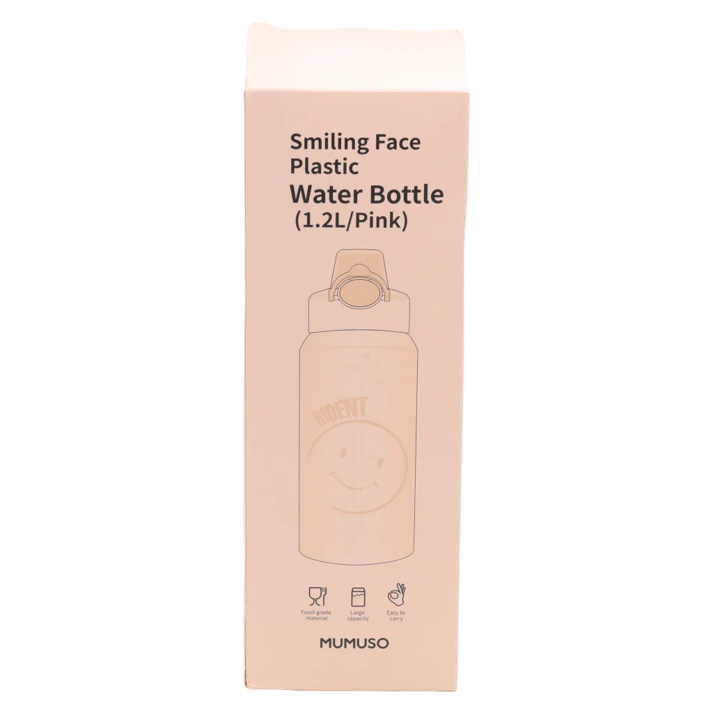 Wasserflasche aus Kunststoff mit Smiley-Design, 1,2 l (Rosa)