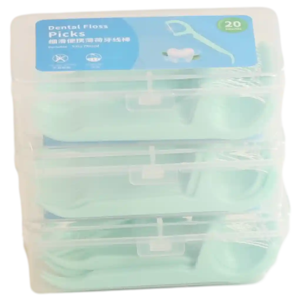 Tragbare Zahnseide-Sticks im Etui für die tägliche Mundhygiene (Mint)