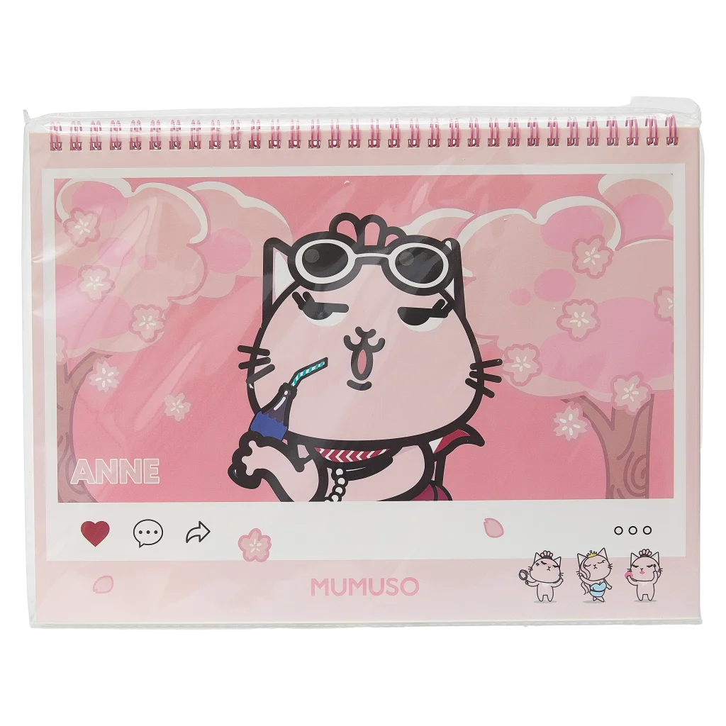 Zeichen-Notizbuch A4 mit Katzen-Design, Spiralbindung (Rosa)