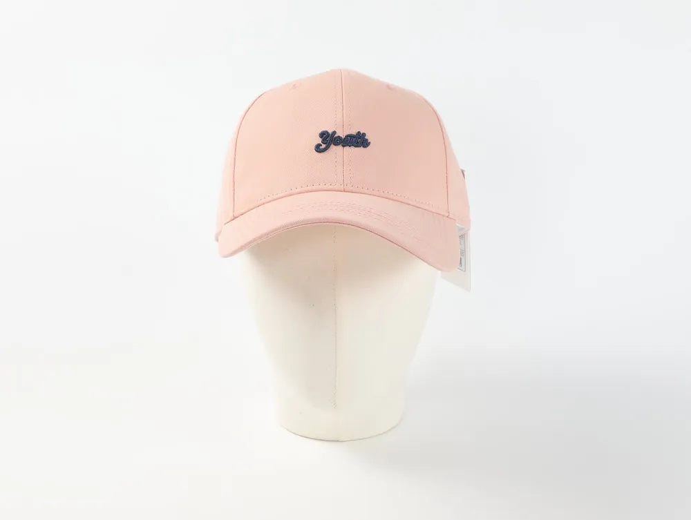 Rosa Jugend Baseballcap mit Schriftstickerei von vorne