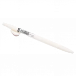 Seitenansicht des weißen mumuso druckbleistifts mit barcode.