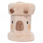 Badetuch aus coral fleece mit capybara-design (weiß/rosa/beige) 6973469243506 6