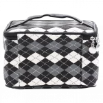 Kosmetiktasche aus kunstleder mit karodesign (schwarz/weiß) 6975959833662 2