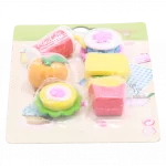 Vorderansicht des radiergummi-sets in fast-food-form von mumuso in der verpackung.