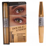 Vorderansicht der mumuso doppelseitigen verlängerungs-mascara in schwarz mit verpackung.