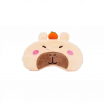 Frontalansicht der capybara schlafmaske in beige ohne verpackung.