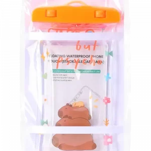 MUMUSO wasserfester Smartphone-Beutel mit Capybara-Print (Transparent) – ideal für Reisen und Wassersport.