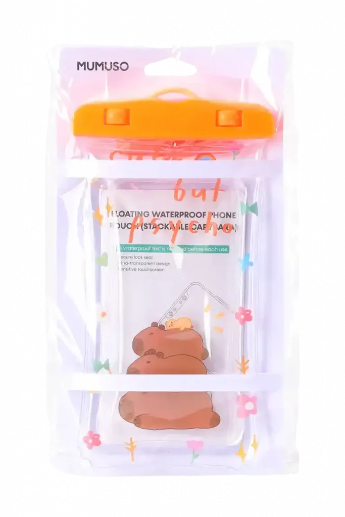 MUMUSO wasserfester Smartphone-Beutel mit Capybara-Print (Transparent) – ideal für Reisen und Wassersport.