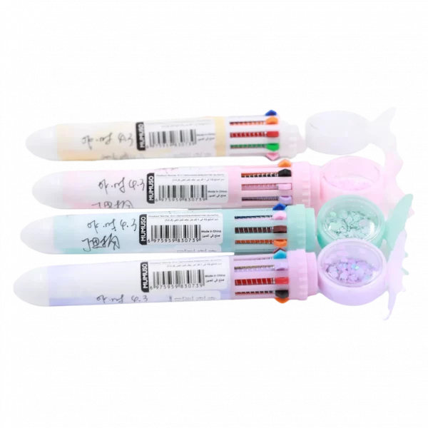 MUMUSO 10-in-1 Kugelschreiber mit Schmetterling, Rosa – praktischer Mehrfarben-Kugelschreiber für Schule und Büro.