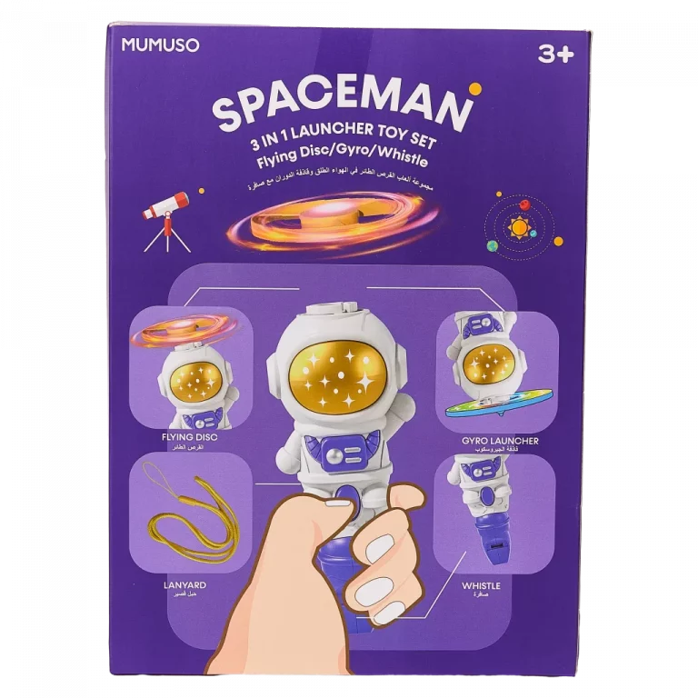 MUMUSO Outdoor Spielzeugset für Kinder – 3-in-1 Flugscheibe aus ABS-Kunststoff mit Astronaut, robust und farbenfroh.