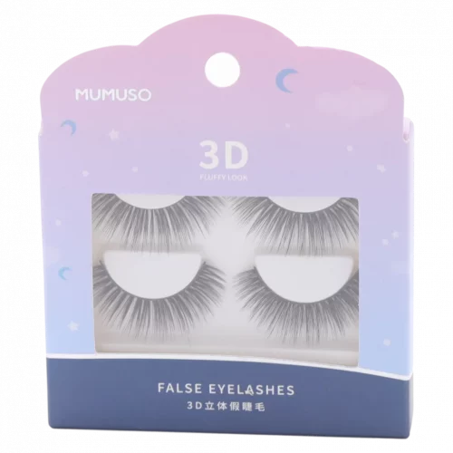 MUMUSO 3D Wimpern aus Kunstfaser, natürliches Volumen in Schwarz – künstliche Wimpern für natürlichen Look.