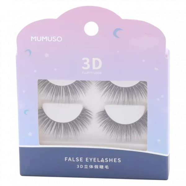 MUMUSO 3D Wimpern aus Kunstfaser, natürliches Volumen in Schwarz – künstliche Wimpern für natürlichen Look.
