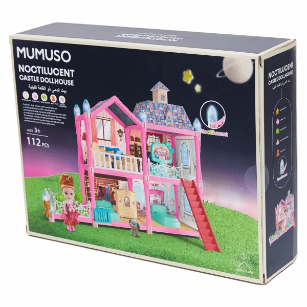 MUMUSO 3D-Puppenhaus Schloss aus PP, 112 Teile (Mehrfarbig) – kreatives Kinder Spielzeug mit leuchtenden Elementen.