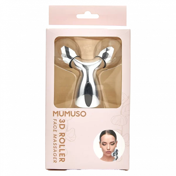 MUMUSO 3D Gesichtsroller aus ABS-Kunststoff mit UV-Beschichtung (Silber) – Beauty Tool für entspannte Gesichtsmassage.