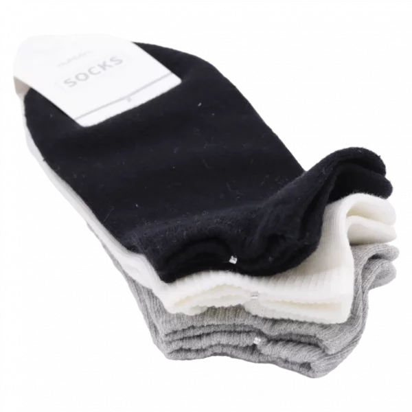 MUMUSO Sneakersocken Damen aus Baumwolle, 3er-Pack (Grau) – bequeme, atmungsaktive Socken für den Alltag.