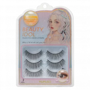 MUMUSO 3er-Pack künstliche Wimpern aus Kunstfaser, Schwarz – voluminöse Fake Eyelashes für ausdrucksstarkes Make-up.