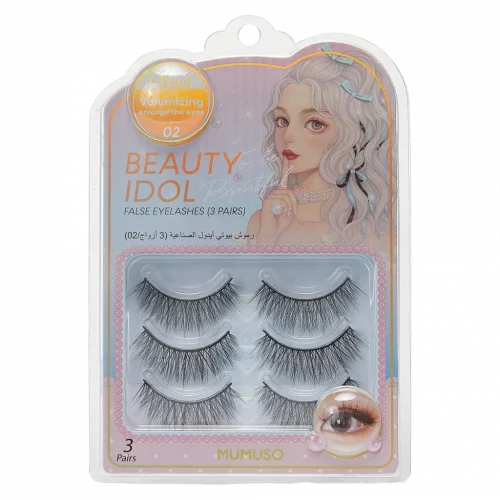 MUMUSO 3er-Pack künstliche Wimpern aus Kunstfaser, Schwarz – voluminöse Fake Eyelashes für ausdrucksstarkes Make-up.